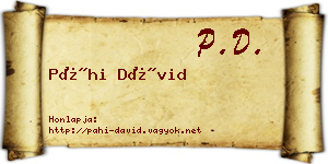 Páhi Dávid névjegykártya